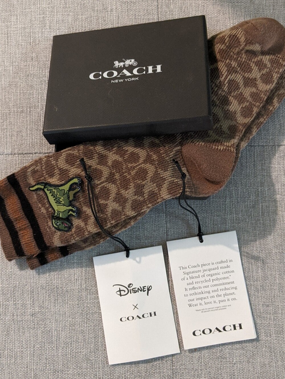 Coach Brown Unisex Patterned  Socks with Dino Patch Non-smoking and pet-free